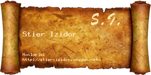 Stier Izidor névjegykártya